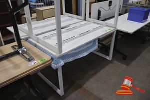 22 · 2 X WHITE METAL FRAME DESK, MODERN STYLE, EXTENDABLE LEGS, L1500 X W750 X H730