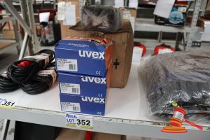 Bundle With 3x Boxes Of Uvex Skyguard Medium Impact Safety Glasses And 1x Box Of Safety Gloves, Size: 10