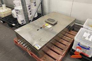 150 · STAINLESS STEEL ELECTRICAL CONTROL CABINET WITH KEY. APPROX 800 X 260 X 1400MM