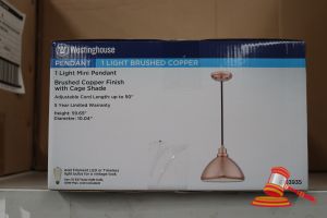 Westinghouse Mini Pendant Light, Brushed Copper Finish With Cage Shade, Adjustable Cord Length Up To 50", Height: 59.65", Diameter: 10.04", Code: 6103935