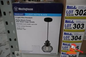Westinghouse Mini Light Pendant, Matte Black Finish With Steel Cage Shade, Adjustable Cord Length Up To 50", Height: 61.12", Diameter: 7.80", Code: 6103435