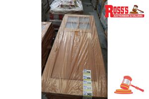 369 · TIMBER DOOR WITH 4x GLASS PANELS, CODE: KUTA, 2040 x 820 x 38mm