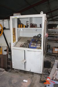 44 · HD STEEL WORKSTATION/STORAGE CABINET. WHITE. LOCKABLE. FORKLIFT POCKETS AND LIFTING POINTS. APPROX 1200 X 800 X H2100MM. DOES NOT INCLUDE CONTENTS