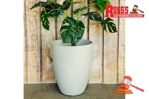 Matching set of 2 Clay Rust Planters - Size: 28 x 35 cm each, RRP $90 Create a stylish designer display from the 2074 Adam Pot range, featuring a round tapered planter with a smooth finish, this range brings a clean, contemporary look to homes, patios, courtyards, entryways and landscaped spaces. Constructed from stone-resin composite: 50% stone, 45% high-density resin and 5% fibreglass, it combines practical lightweight handling with a premium look. It is designed for indoor and outdoor use, UV