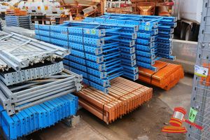 Qty of Dexion Pallet Racking 15 @ 2438mm high x 838mm deep frames 18 @ 2743mm long x 83mm high beams