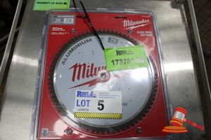 5 · 2 X MILWAUKEE CIRCULAR SAW BLADE, 10 INCH, 72 TOOTH, MODEL: 48-40-8360, SUITED FOR CUTTING ALUMINIUM, BRASS, COPPER, PLASTICS, AND FIBREGLASS, (BOXED)