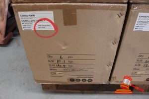 Box Of Unios 28w Ceiling Lights, Model: Contour S370, Length: 370mm, Beam: 110°F, Cct: 4000k, Finish: Textured White