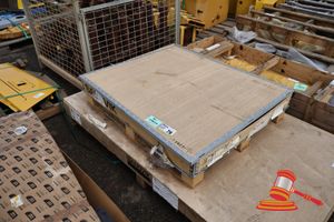 76 · 4 X SANDVIK SUPPORT RAILS, P/N:BG01574105 AND BG01574104, YELLOW STEEL TUBULAR CONSTRUCTION,APPROX; 810MM W X 840MM L, CRATED