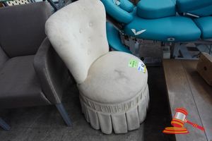 62 · CREAM WHITE CHAIR - SKIRTED BOTTOM, APPROX H840mm.
