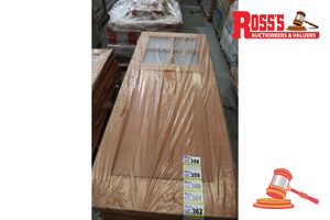 366 · TIMBER DOOR WITH 4x GLASS PANELS, CODE: KUTA, 2040 x 820 x 38mm