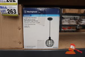 273 · WESTINGHOUSE MINI PENDANT LIGHT, MATTE BLACK FINISH WITH STEEL CAGE SHADE, ADJUSTABLE CORD LENGTH UP TO 50", HEIGHT: 58", DIAMETER: 8", CODE: 6105035