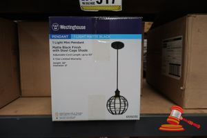 324 · WESTINGHOUSE MINI LIGHT PENDANT, MATTE BLACK FINISH WITH STEEL CAGE SHADE, ADJUSTABLE CORD LENGTH, CODE: 6105035