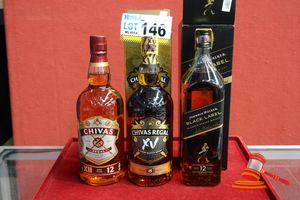 1 X CHIVAS REGAL SCOTCH WHISKY, 12 YEARS OLD, 1 X CHIVAS REGAL XV SCOTCH WHISKY, 15 YEARS OLD , 1 X JOHNNIE WALKER BLACK LABEL SCOTCH WHISKY, 12 YEARS OLD