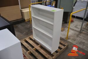 7 · 1 X WHITE BOOK SHELF CABINET, 3 COMPARTMENT, ADJUSTABLE SHELVING, L800 X W280 X H1070 (USED)