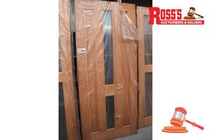 351 · TIMBER DOOR WITH 2x GLASS PANELS, CODE: ED 23, 2040 x 870 x 38mm