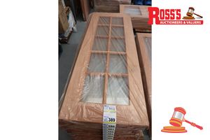 401 · TIMBER DOOR WITH 10x GLASS PANELS, CODE: KJ 20, 2040 x 720 x 40mm