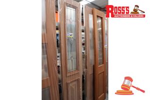 347 · TIMBER DOOR WITH PATTERNED GLASS PANEL, CODE: ED 52, 2040 x 405 x 38mm