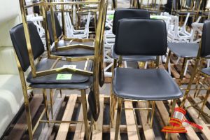 6 X Black And Gold Stools, General Wear And Tear, On Pallet