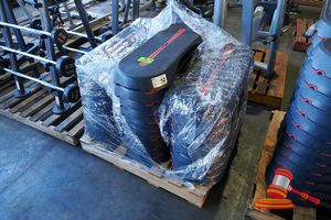 12 · APPROX 25 X LES MILLS SMARTSTEP AEROBIC STEP PLATFORMS BLACK WITH TRIM AND APPROX 100 RISERS