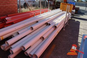 397 · STILLAGE OF ASSORTED ELECTRICAL PIPE, APPROX 3000mm TO 5000mm (NO FLANGE ENDS)