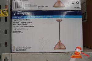 218 · WESTINGHOUSE MINI PENDANT LIGHT, BRUSHED COPPER FINISH WITH CAGE SHADE, ADJUSTABLE CORD LENGTH UP TO 50", CODE: 6103935
