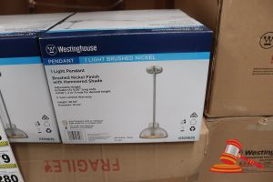 281 · WESTINGHOUSE PENDANT LIGHT, BRUSHED NICKEL FINISH WITH HAMMERED SHADE, ADJUSTABLE HEIGHT, HEIGHT: 38.50", DIAMETER: 10.24", CODE: 6309635