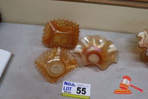 3x Assorted Vintage Carnival Glassware