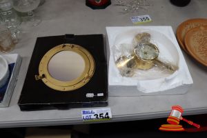 354 · PROPELLER CLOCK AND SOLID BRASS PORTHOLE MIRROR