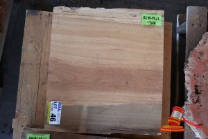 46 · BLACKBUTT BOARD, L590mm x W530mm, NOTE SPLIT IN BURL x 40mm, APPROX