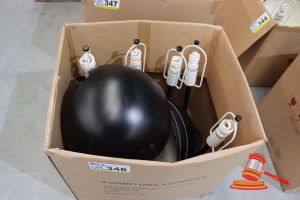 348 · BOX OF LIGHTS WITH SHADES, UNTESTED