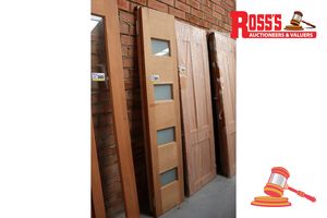 361 · TIMBER DOOR WITH 4x FROSTED GLASS PANELS, CODE: ED 62, 2040 x 405 x 38mm