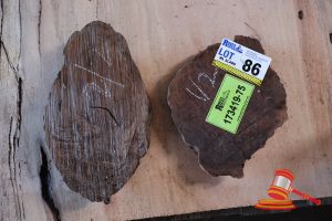 JARRAH SLICE/COOKIE, L250/320mm x W200/210mm x D20/30 x QTY 2, APPROX SIZES