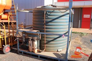 39 · WEST COAST POLY 4500L WATER TANK, HOUSED IN STEEL FRAME, WITH 240V PUMP AND FILTERS