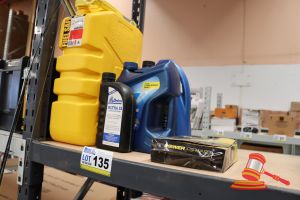 BUNDLE WITH JERRY CAN, HYDRAULIC FLUID, OUTBOARD OIL ETC