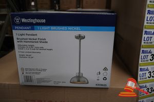 Westinghouse Light Pendant, Brushed Nickel Finish With Hammered Shade, Adjustable Height, Height: 38.50", Diameter: 10.24", Code: 6309635