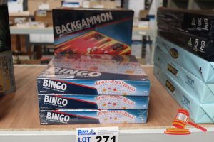BUNDLE OF TOYS INCLUDING: 5x BACKGAMMON GAMES AND 3x BINGO GAMES, ALL UNOPENED