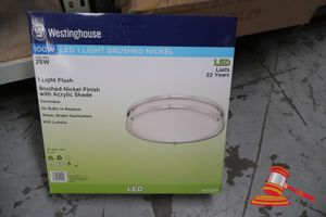 300 · WESTINGHOUSE LIGHT FLUSH, BRUSHED NICKEL FINISH WITH ACRYLIC SHADE, DIMMABLE, CODE: 6401235