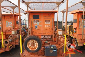 25 · 2015 UON DEWATERING TRAILER TANDEM, ORANGE, SERIAL# UON-TRL-0084, RING HITCH, STABILIZING LEGS, SECTION OF PIPING AND VALVES, BORE PUMP, STARTER PANEL, ASSET# TA1998
