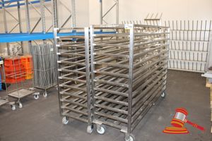 116 · 2 X STAINLESS STEEL BAKERY TROLLEYS. 11 TIER. APPROX 2070 X 600 X H1560MM