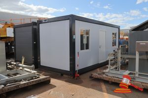Transportable Unit, White Sandwich Board Colour, Approx 5800 X 2400mm, Timber - Look Floor, 2 Internal Lights, 4 Electrical Wall Sockets. �As New, Unused�