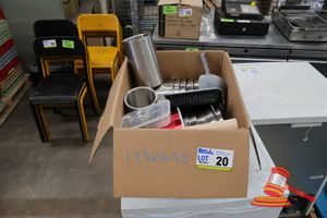 20 · MIXED COMMERCIAL KITCHEN ITEMS INCLUDING STAINLESS STEEL ICE BUCKETS, ICE SCOOPS, MEAT TENDERISER, PLASTIC CONTAINERS WITH SMALL SPOONS (USED)