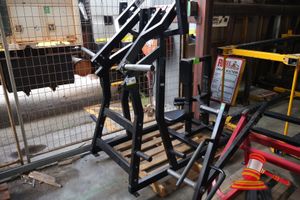 1 X Iso-Lateral Front Lat Pulldown Machine, Plate Loaded, Approx; 1.5m D X 900mm W X 2m H, Some Marks, On A Pallet