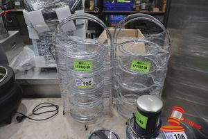 105 · 3 X CHROME WIRE 5 TIER SERVING STAND WITH HANDLES