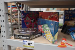87 · BUNDLE OF TOYS INCLUDING: 1x ABALONE GAME, 1x MARBLE GAME, 1x BACKGAMMON GAME AND 1x TRADITIONAL LUDO GAME, ALL UNOPENED