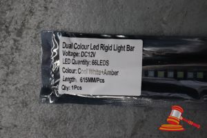 403 · DUAL COLOUR LED RIGID LIGHT BAR, 12V, 66 LED'S, COOL, WHITE & AMBER, 615mm