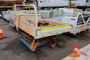 24 · UTE TRAY WITH TOOL BOX, SOME MARKS AND RUST, APPROX 1800 x 1900 x 1500mm ( S44#RITM0627578, DR#1063 )
