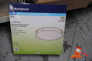 296 · WESTINGHOUSE LIGHT FLUSH, BRUSHED NICKEL FINISH WITH ACRYLIC SHADE, DIMMABLE, CODE: 6401235