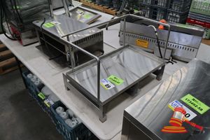 STAINLESS STEEL OPEN DISPLAY CASE, APPROX; 400MM D X 580MM W X 360MM H, SOME MARKS