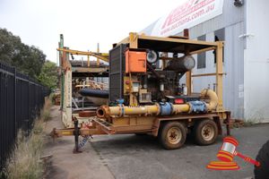 2018 Rogers 7500PB-SL Trailer, Yellow, Tandem Axle, Reg #: Unlicensed Eng #: 80058725, 600HP @ 2100 RPM, VIN: 6H9K2PV7AJBAA2840 Features: Cummins Water Pump, Valves, Water Pipes, Aquamonix Water Measuring Unit, Engine Control Unit, Storage Box. (S44#RITM0876564), (Disp# 1785), (Asset # 17H5218) Condition: **Rust/Scratches Across Frame, Damage Water Measuring Unit, Damaged Wiring.** Panel: FAIR, Paint: FAIR, Tyres: POOR, Overall Condition: FAIR