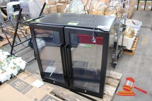 94 · 1 X EURO BACK BAR COOLER, MODEL: EA865BFBL, 190L, DOUBLE GLASS DOOR, UNTESTED, APPROX (MM); 870H X 865W X 496D - UNTESTED - NO WARRANTY- RETURN / DAMAGED/ CREDIT RETURN, AS IS - INSPECTION RECOMMENDED